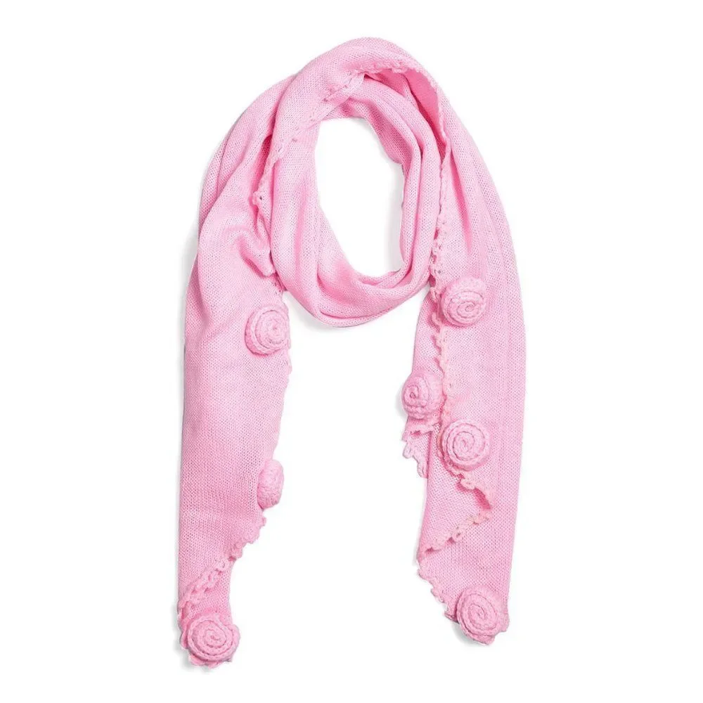 Pink Scarf with Crochet Rose